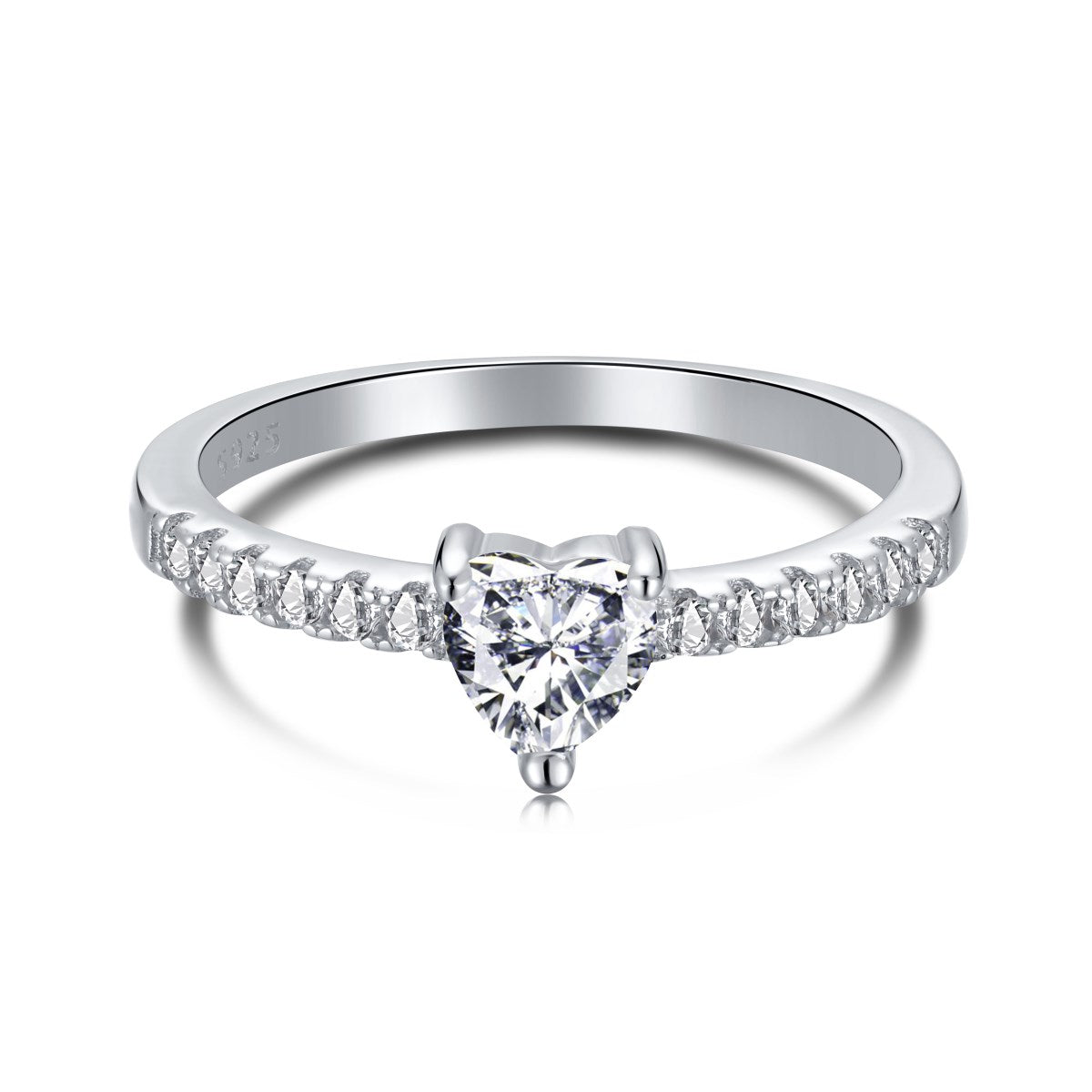 Mini Heart Crystal Rhodium-Plated Ring