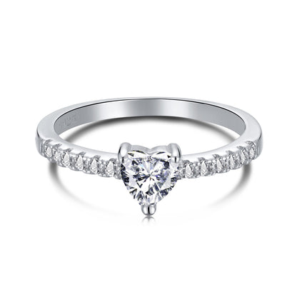 Mini Heart Crystal Rhodium-Plated Ring