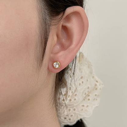 Cushion Gold Rhodium-Plated Stud Earrings