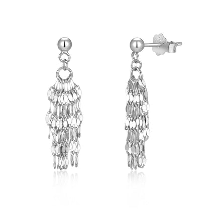 Dangling Dancing Diva Rhodium-Plated Stud Earrings