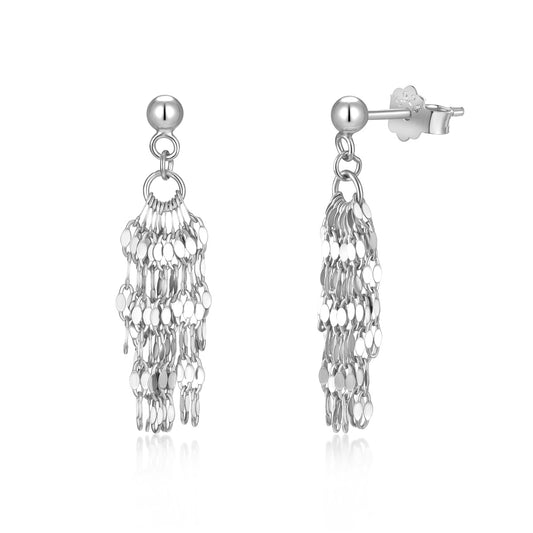 Dangling Dancing Diva Rhodium-Plated Stud Earrings