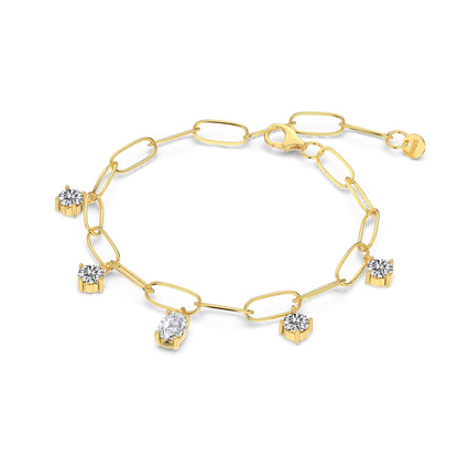 Paperclip Stone Rhodium-Plated Necklace