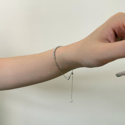 Half Tennis Rhodium-Plated Bracelet