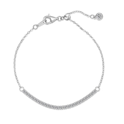 Half Tennis Rhodium-Plated Bracelet