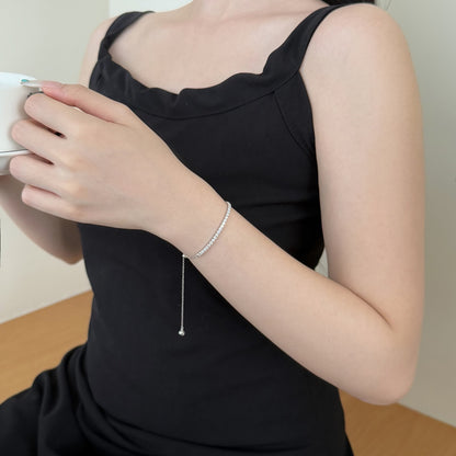 Half Tennis Rhodium-Plated Bracelet