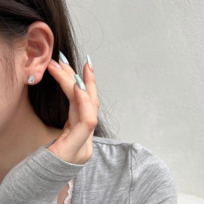 Minimalist Radiant Rhodium-Plated Earrings