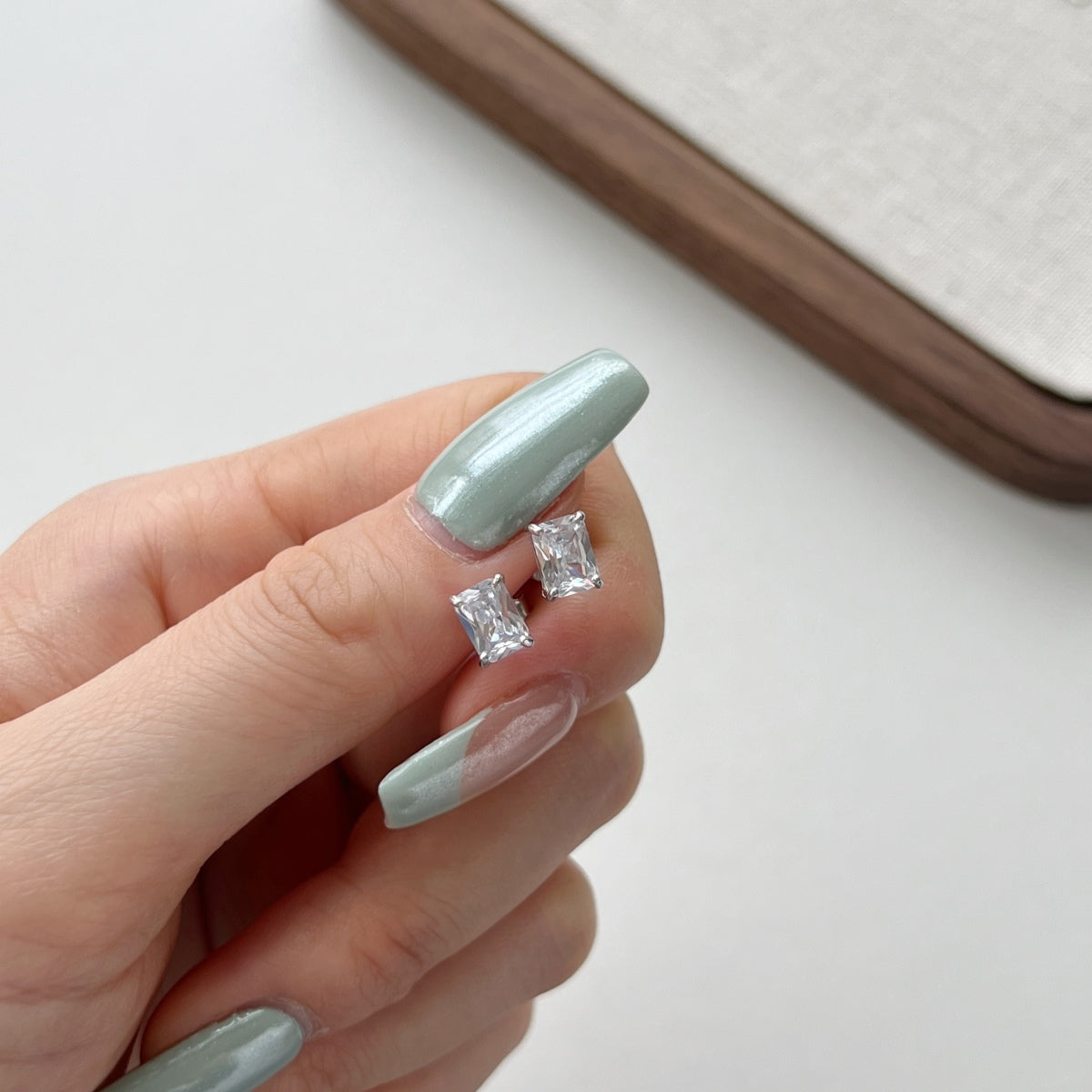 Minimalist Radiant Rhodium-Plated Earrings