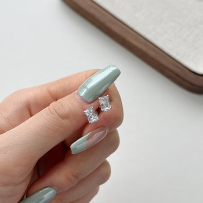 Minimalist Radiant Rhodium-Plated Earrings