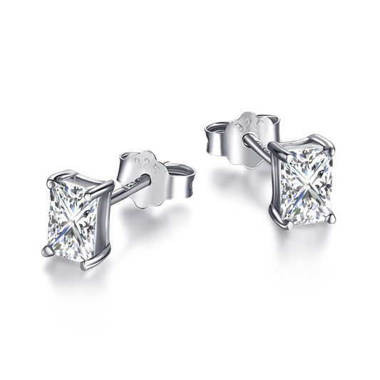 Minimalist Radiant Rhodium-Plated Earrings