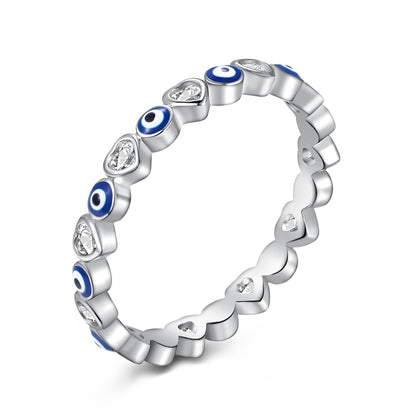 Evil Eye Eternity Rhodium-Plated Ring