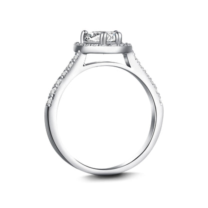 Heart Halo Crystal Rhodium-Plated Ring