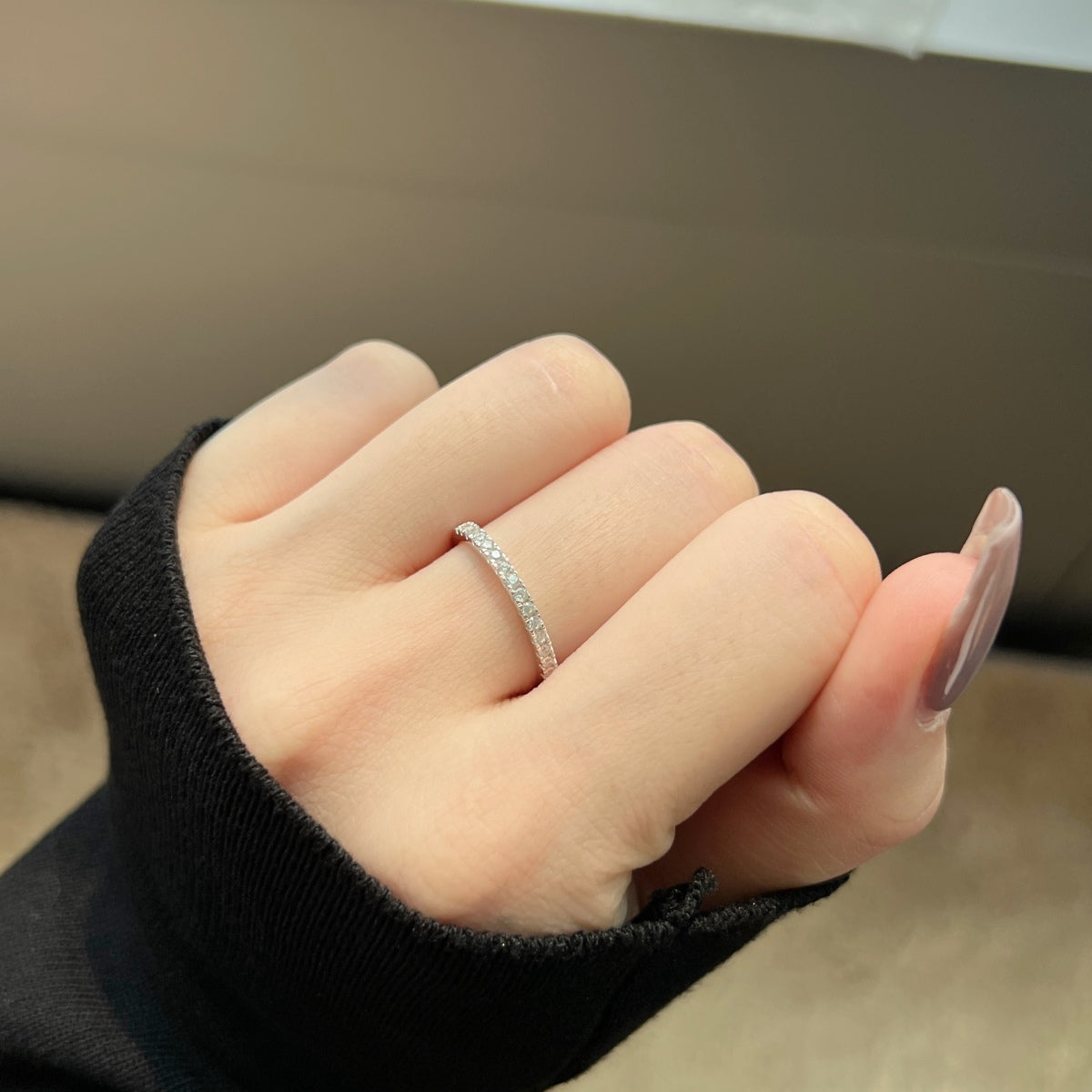 Minimalist Eternity Rhodium-Plated Ring