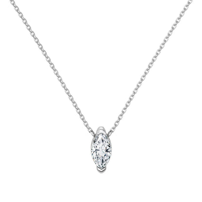 Marquise Cut Rhodium-Plated Necklace