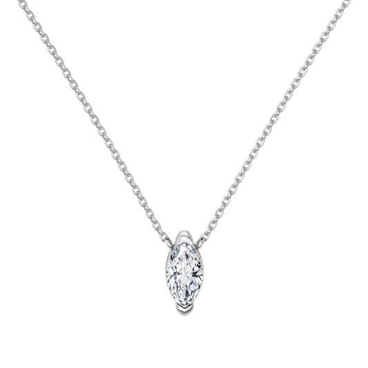 Marquise Cut Rhodium-Plated Necklace
