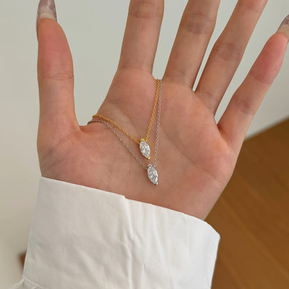 Marquise Cut Rhodium-Plated Necklace