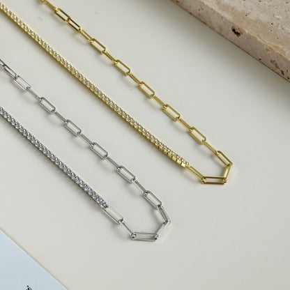 Paperclip Tennis Rhodium-Plated Necklace