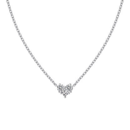 Dainty Heart Crystal Rhodium-Plated Necklace