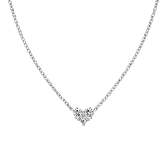 Dainty Heart Crystal Rhodium-Plated Necklace
