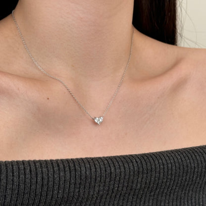 Dainty Heart Crystal Rhodium-Plated Necklace