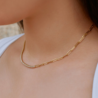 Paperclip Tennis Rhodium-Plated Necklace