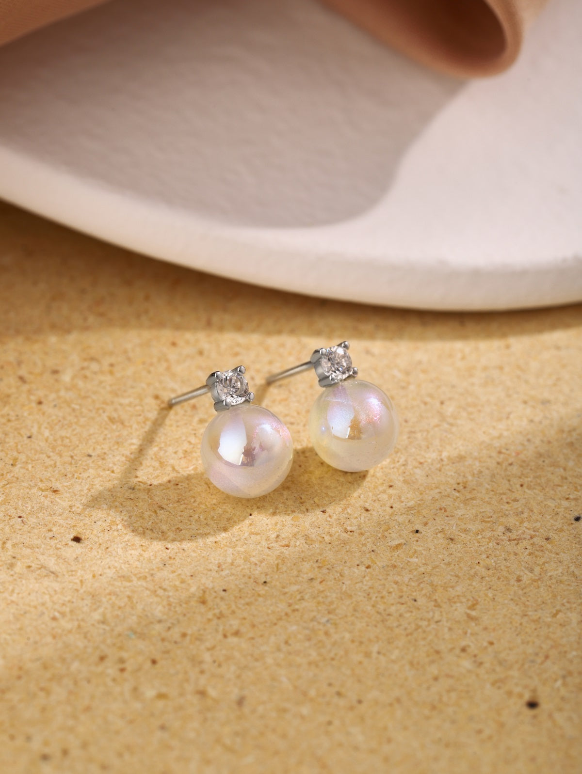 Pearl Rhodium-Plated Stud Earrings
