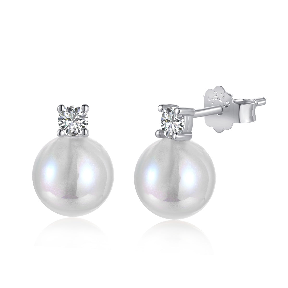 Pearl Rhodium-Plated Stud Earrings