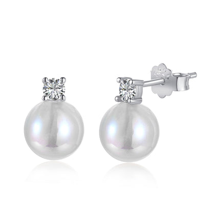 Pearl Rhodium-Plated Stud Earrings