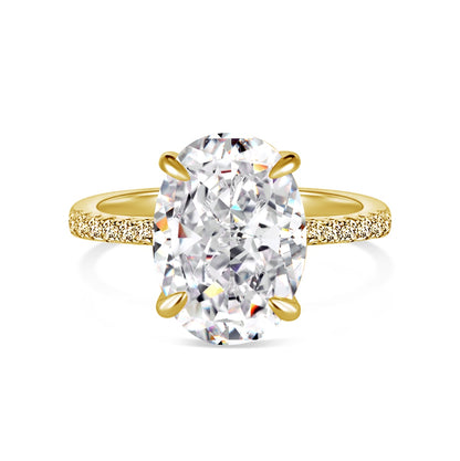 Oval Cut Crystal Pavé Rhodium-Plated Ring