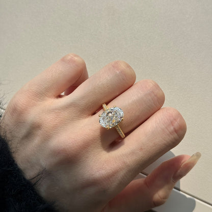 Oval Cut Crystal Pavé Rhodium-Plated Ring