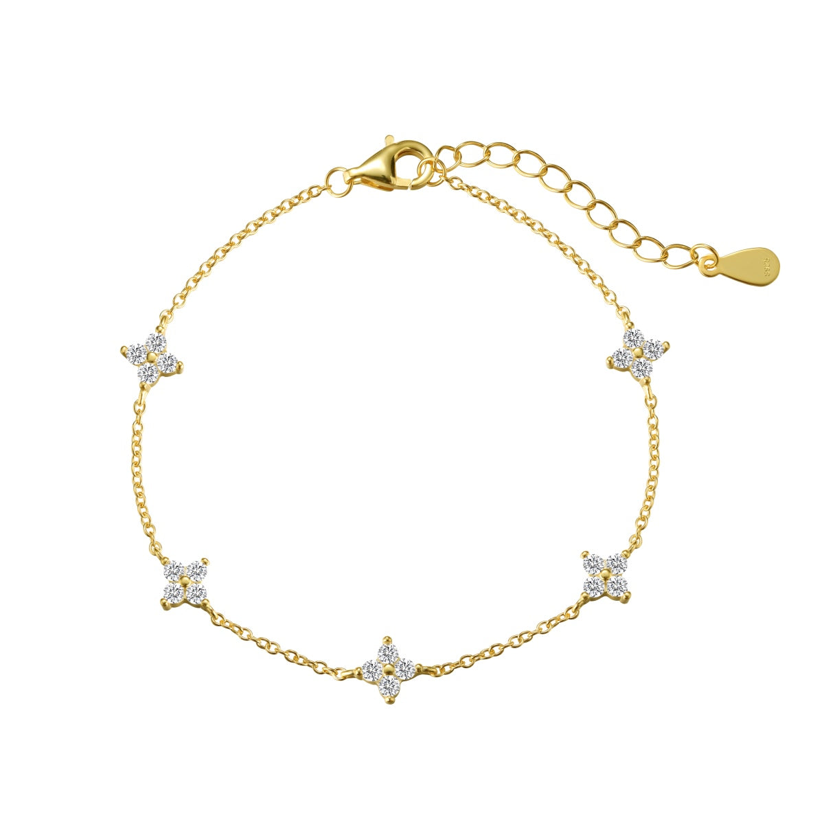 Crystal Flower Rhodium-Plated Bracelet