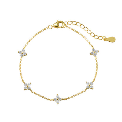 Crystal Flower Rhodium-Plated Bracelet