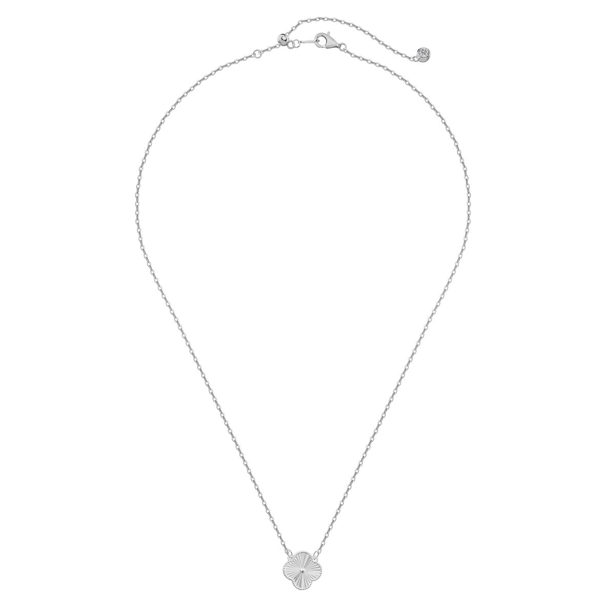 Four-Leaf Clover Electroplated Rhodium-Plated Necklace