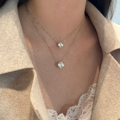 Four-Leaf Clover Electroplated Rhodium-Plated Necklace