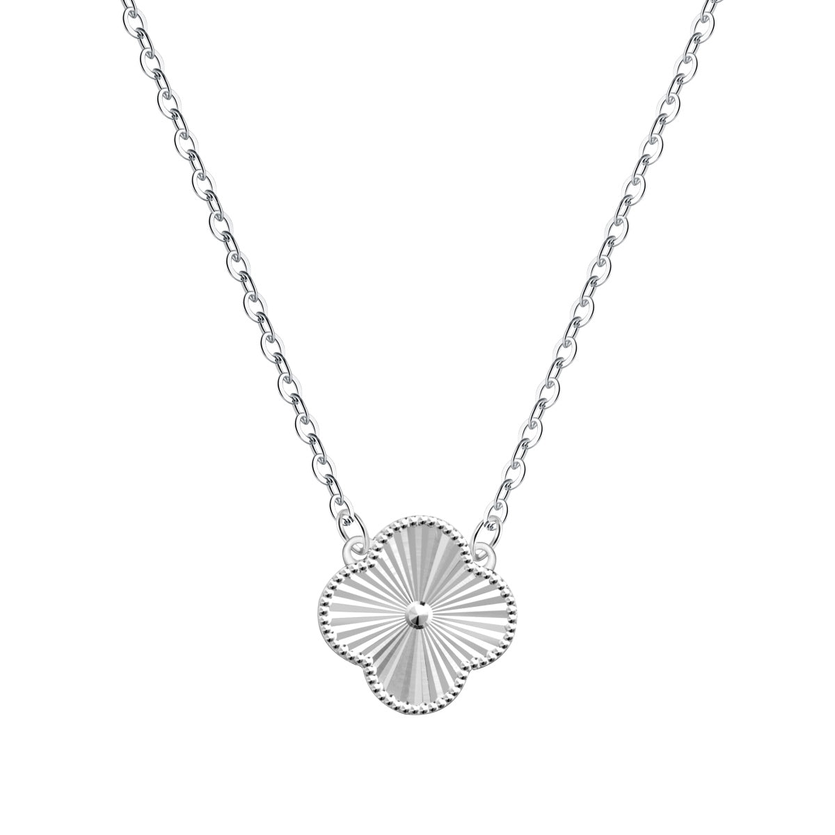 Four-Leaf Clover Electroplated Rhodium-Plated Necklace