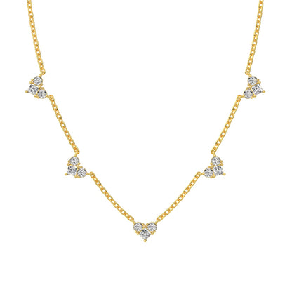 Heart Crystal Station Rhodium-Plated Necklace