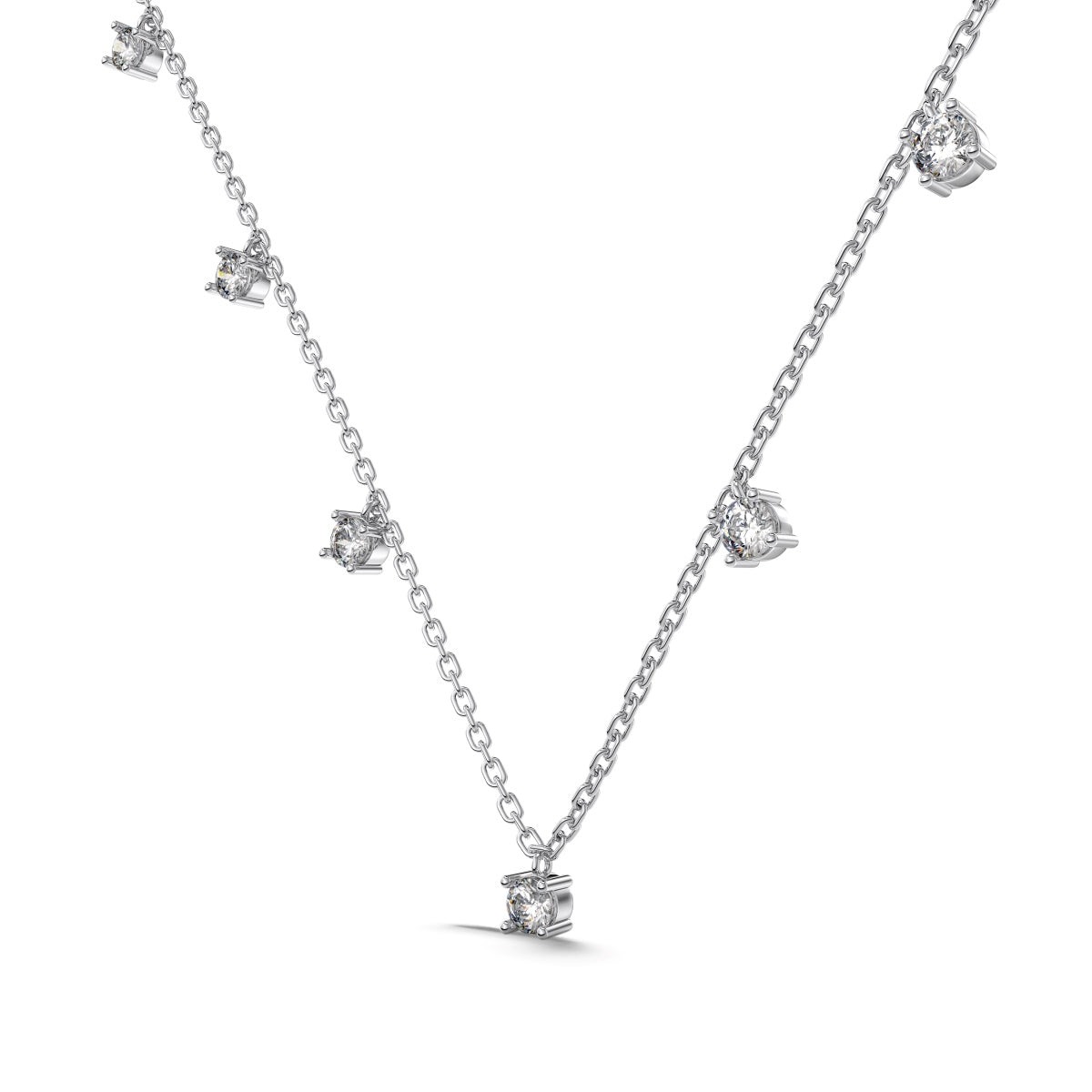 Solitaire Station Rhodium-Plated Necklace