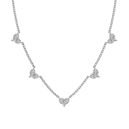 Heart Crystal Station Rhodium-Plated Necklace
