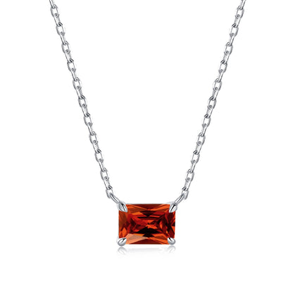 Ruby Radiant Cut Rhodium-Plated Necklace