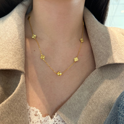 7 Petal Clover Rhodium-Plated Necklace