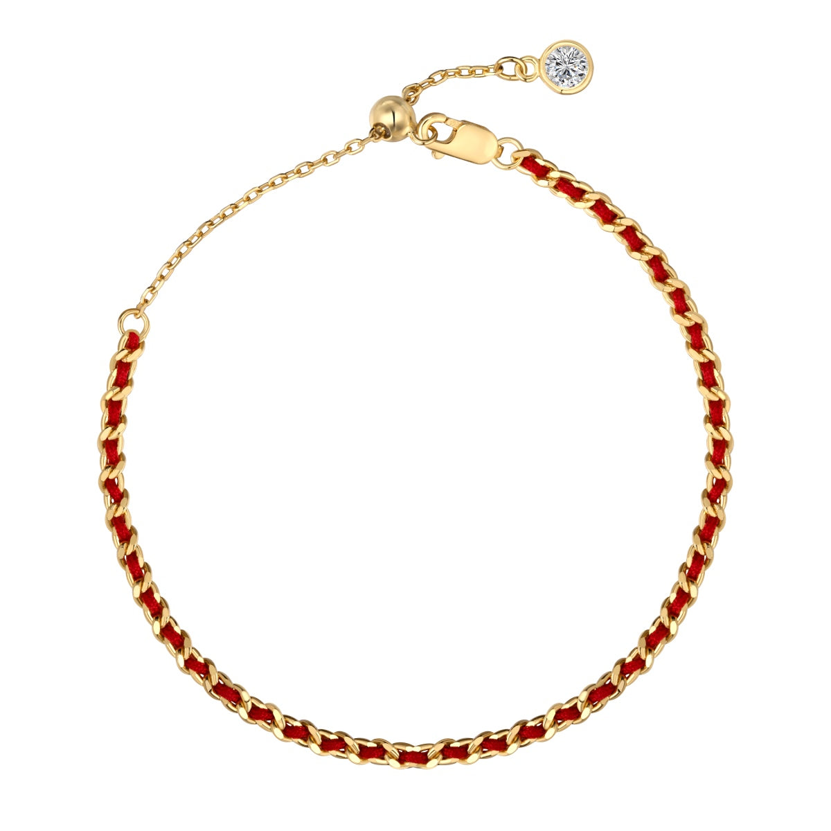 Lucky Red String Rhodium-Plated Bracelet