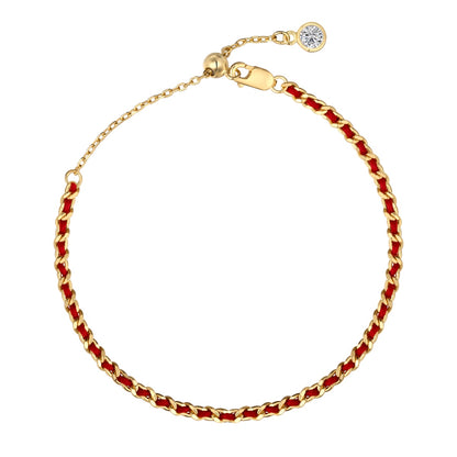 Lucky Red String Rhodium-Plated Bracelet