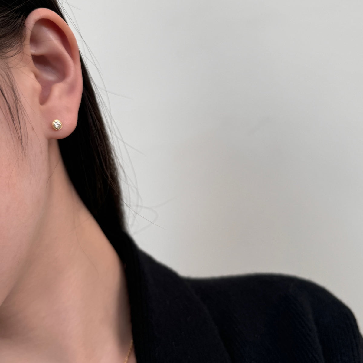 Round Moissanite Rhodium-Plated Stud Earrings