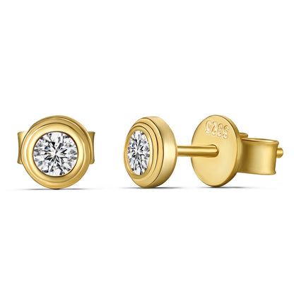 Round Moissanite Rhodium-Plated Stud Earrings
