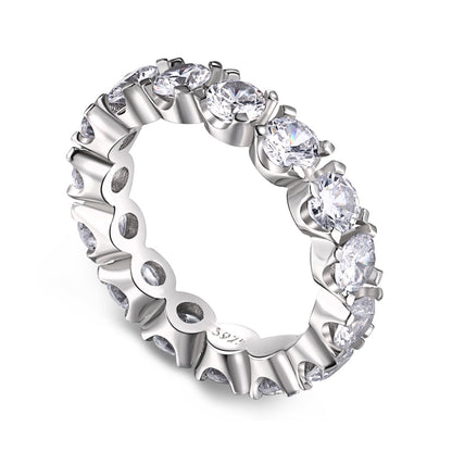 Round Eternity Rhodium-Plated Ring