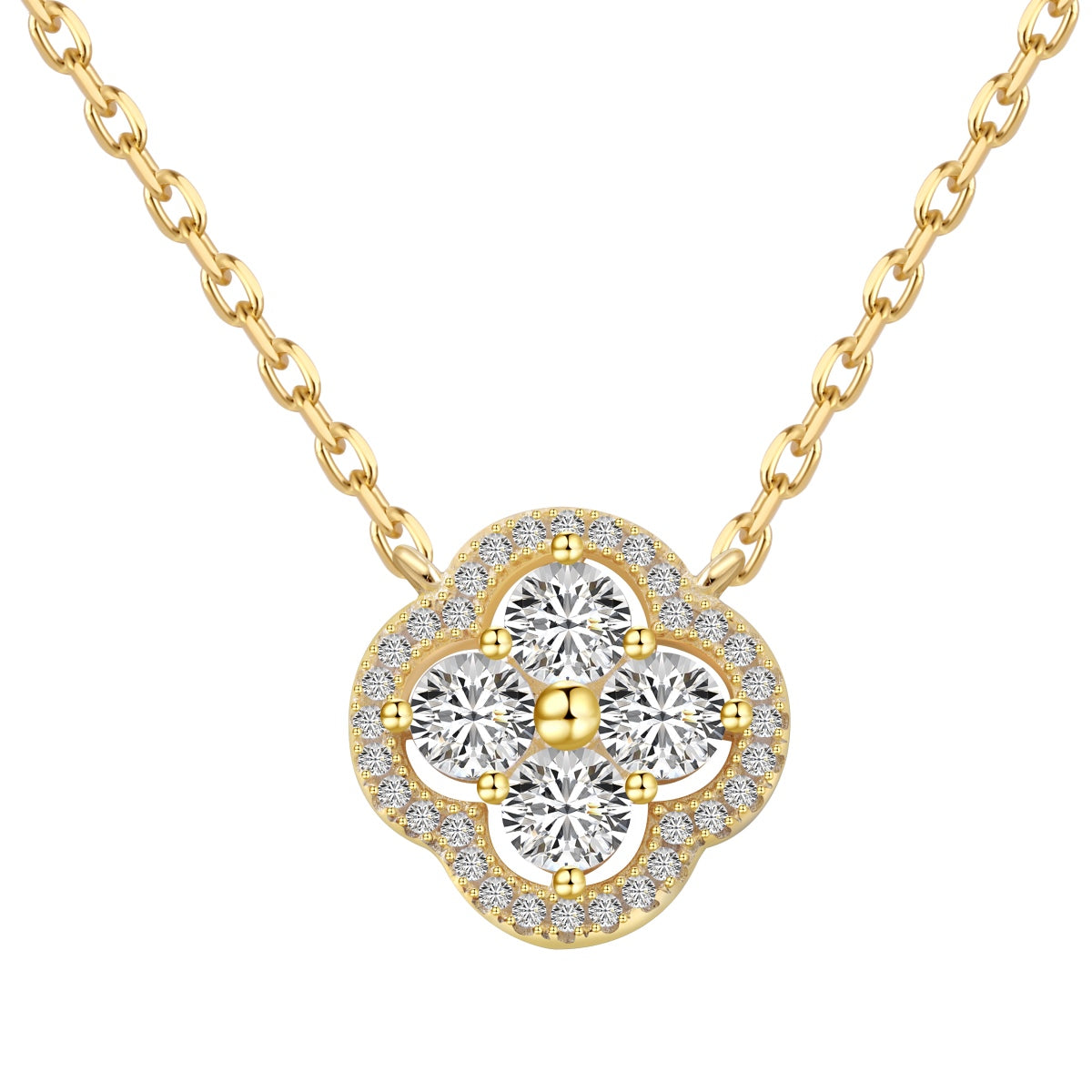 Crystal Four-Leaf Clover Rhodium-Plated Necklace