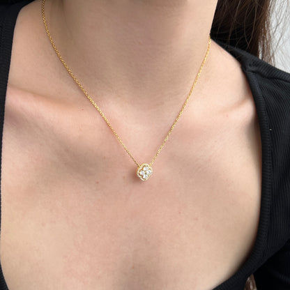 Crystal Four-Leaf Clover Rhodium-Plated Necklace