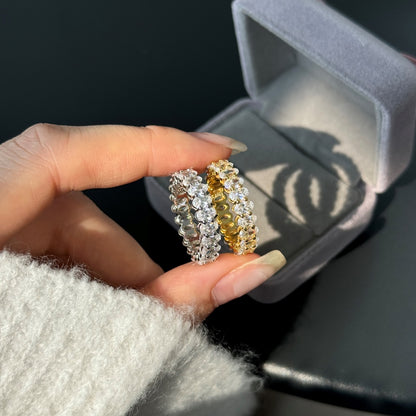 Oval Full Eternity Rhodium-Plated Ring