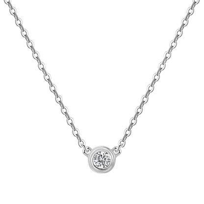 Round Moissanite Rhodium-Plated Necklace