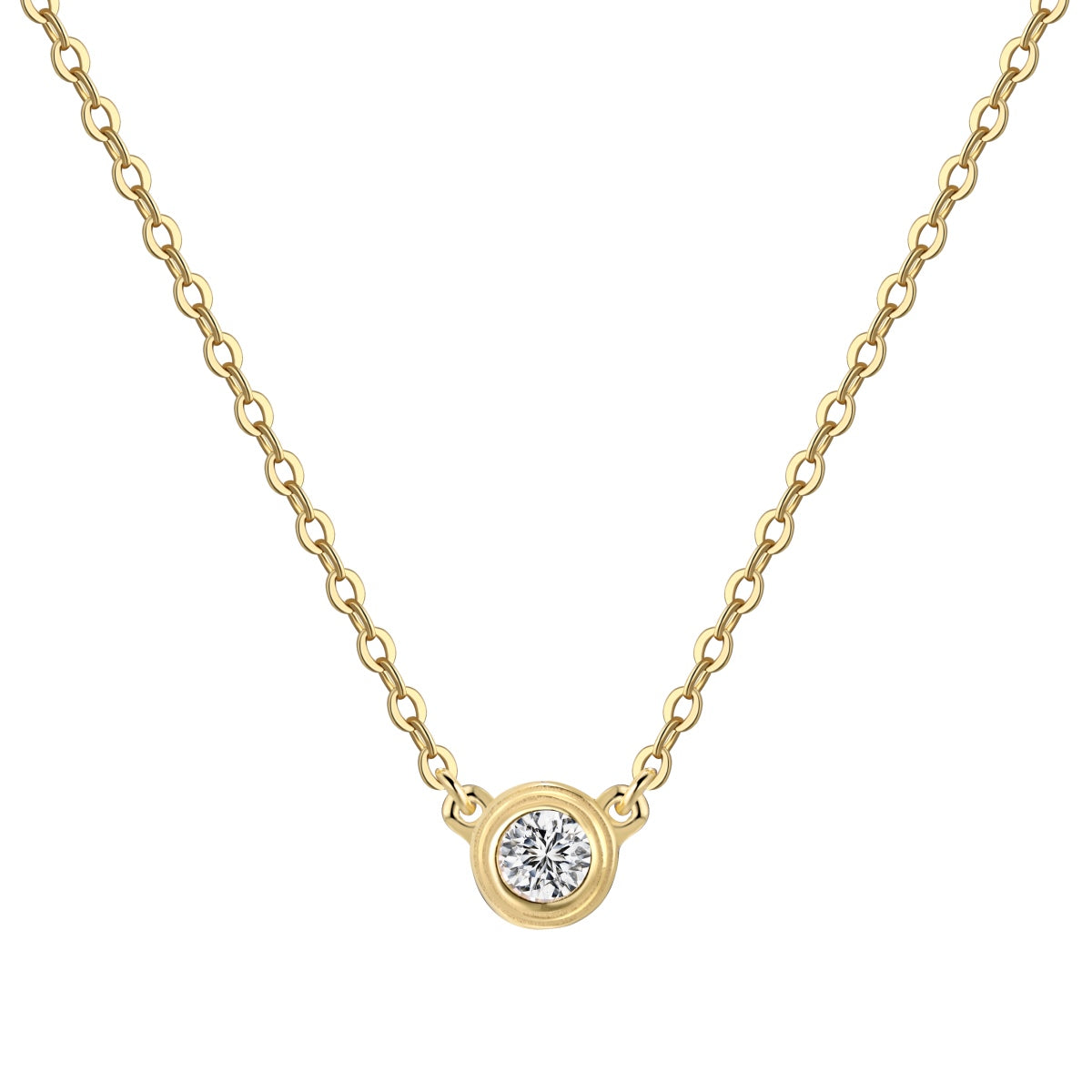 Round Moissanite Rhodium-Plated Necklace