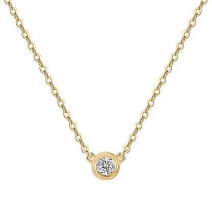 Round Moissanite Rhodium-Plated Necklace